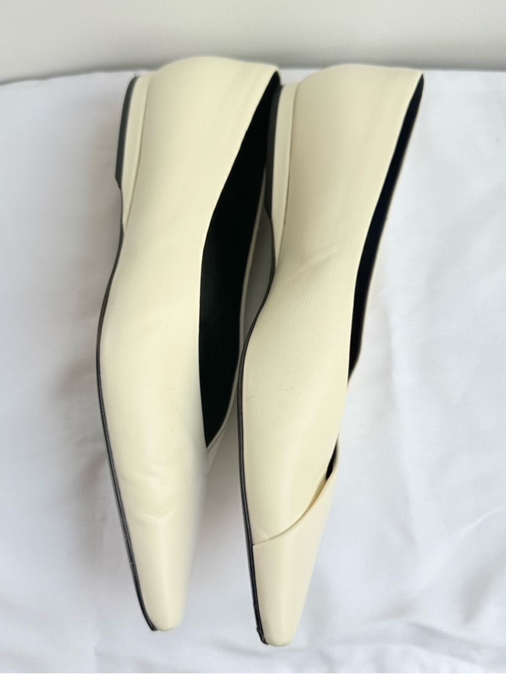 Barsi White Leather Ballet Flats size 39 - Loulou de Saison - Picture 8 of 14